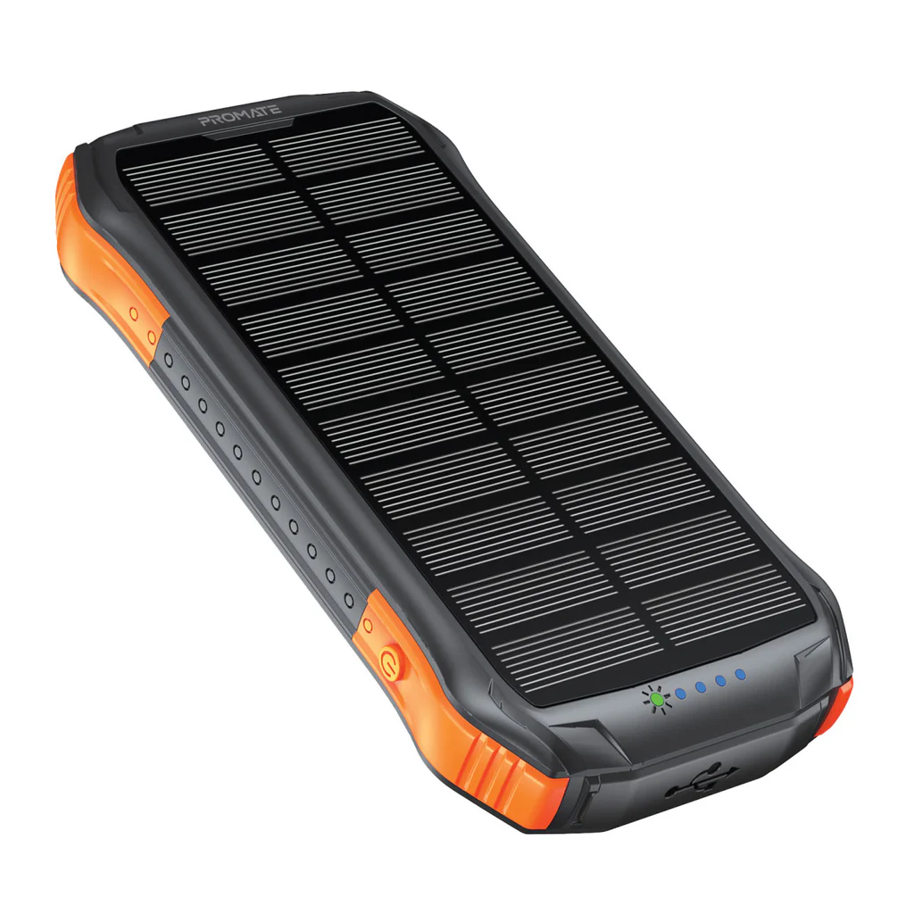 Promate 10000mAh Rugged EcoLightTM Solar Power Bank SolarTank-10PDOi Black Power Bank