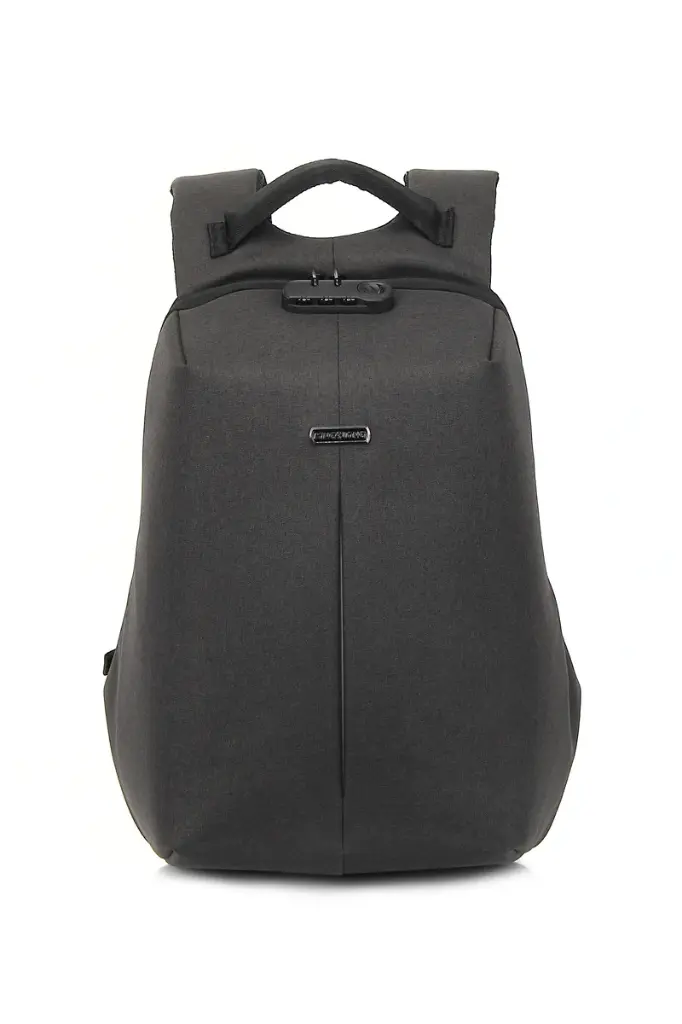 ”Promate Defender-16 Anti-Theft Backpack for 16 Laptop with Integrated USB Charging Port Black Bag