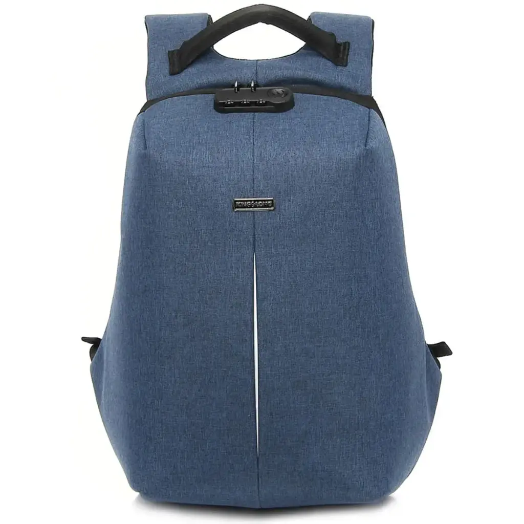 ”Promate Defender-16 Anti-Theft Backpack for 16 Laptop with Integrated USB Charging Port Blue Bag