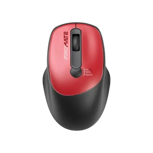 Promate Comfort Performance Wireless Ergonomic Contour Red Mouse 