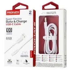Promate xCord-AC Super Flexible Data and Charge USB-C White Cable