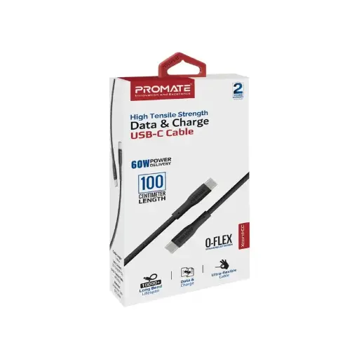 Promate xCord-CC High Tensile Strength Data &Charge USB-C Black Cable