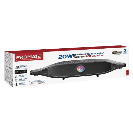 Promate Delta-X 20W BassBoost Quad Wireless RGB Soundba BlackTitanium Speaker