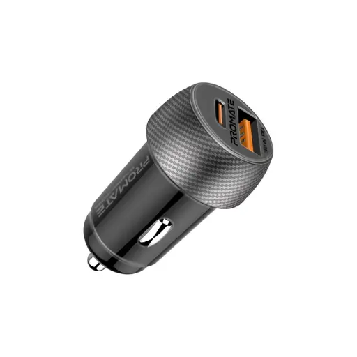Promate DriveGear-PD33 Ultra-Fast Dual Port Car Charger with 33W Power Delivery and OC 3.0