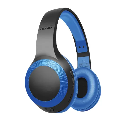 Promate LaBoca Deep Bass Over-Ear Wireless Blue Headphones
