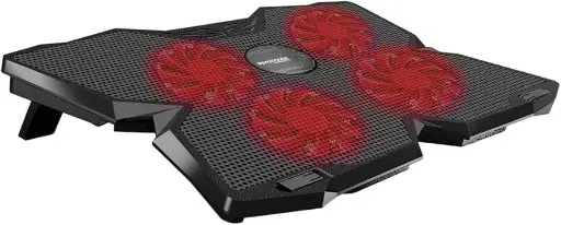 Promate Laptop Cooling Pad with Silent Fan Led cool Red Lights AirBase-3 Black