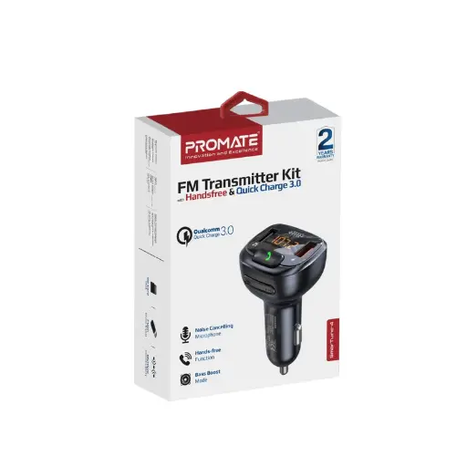 Promate SmarTune-4 FM Transmitter Kit Hands-free Quick Change 3.0