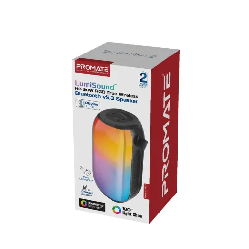 Promate Spectro-20 LumiSound HD 20W RGB True Wireless Bluetooth v5.3 Speaker