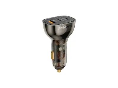 Promate Transparent 80W Quick Charging Car Charger 