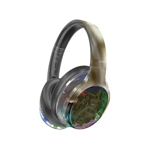 Promate TransTune Active Noise Cancelling Hi-Fi Stereo Wireless with RGB Lights GunMetal Headphones