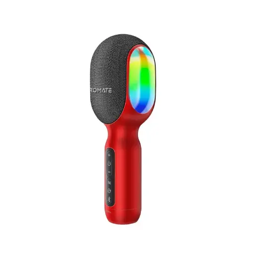 Promate VocalMic 5-in-1 Wireless Karaoke with Dynamic RGB Lights Red Microphone & Speaker